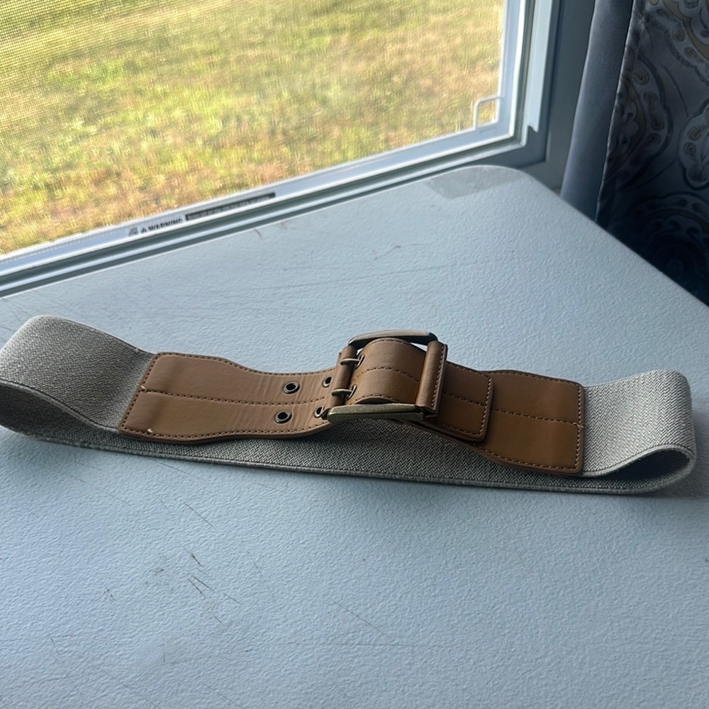 Express Tan and Gray Belt Bag Versatile and Stylish